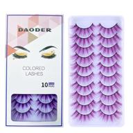 👁️ daoder purple colored mink lashes - cat eye false eyelashes, natural wispies for women - full & long fake eye lashes pack (10 pairs) logo