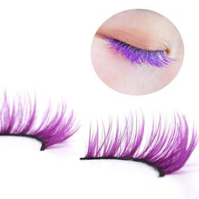 img 2 attached to 👁️ DAODER Purple Colored Mink Lashes - Cat Eye False Eyelashes, Natural Wispies for Women - Full & Long Fake Eye Lashes Pack (10 Pairs)