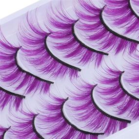 img 1 attached to 👁️ DAODER Purple Colored Mink Lashes - Cat Eye False Eyelashes, Natural Wispies for Women - Full & Long Fake Eye Lashes Pack (10 Pairs)