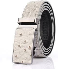 img 4 attached to SIMU Ostrich Embossed Pattern Automatic Men's Accessories in Belts