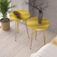 pak home round wood sofa side tables - set of 2, perfect for small spaces, nightstand bedside table with elegant metal legs for bedroom, living room, office, balcony - exquisite gold high gloss finish logo