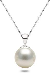 img 4 attached to 💎 Gorgeous Solitaire Necklace: White Japanese AAAA 6-9mm Akoya Cultured Pearl Pendant Necklace 16"/18