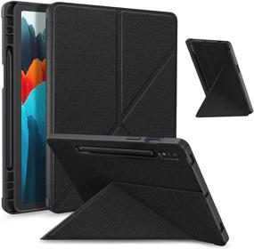 img 4 attached to Slim Folding Stand Case for Samsung Galaxy Tab S7 11 inch 2020 - Multi-Viewing Angles, Soft TPU Back Cover, Pencil Holder - Black | Compatible with SM-T870/T875 Tablet