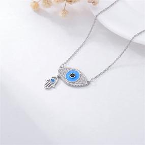 img 2 attached to 🧿 Hamsa Hand Necklace with Evil Eye Charm for Women and Girls - Blue Eye Pendant for Protection and Luck