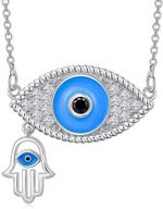 🧿 hamsa hand necklace with evil eye charm for women and girls - blue eye pendant for protection and luck logo