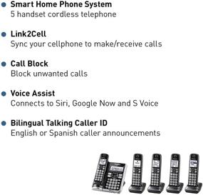 img 3 attached to 📞 Panasonic Link2Cell Bluetooth Phone System with Voice Assistant, Call Block, Answering Machine, and 5 Handsets – Expandable Home Phone - KX-TGF575S (Black/Silver Trim)