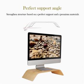 img 2 attached to 🖥️ Enhance Your Workstation with SAMDI Wooden Computer Monitor Stand & Storage Organizer - Ideal for Laptop, iMac, and Desk with Tablet Space (White)