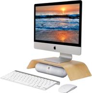 🖥️ enhance your workstation with samdi wooden computer monitor stand & storage organizer - ideal for laptop, imac, and desk with tablet space (white) логотип