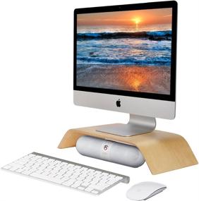 img 4 attached to 🖥️ Enhance Your Workstation with SAMDI Wooden Computer Monitor Stand & Storage Organizer - Ideal for Laptop, iMac, and Desk with Tablet Space (White)