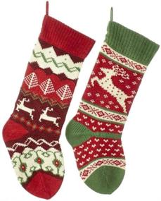 img 1 attached to 🧦 Kurt Adler 20-inch Knit Reindeer Stockings - Set of 2 Assorted Designs