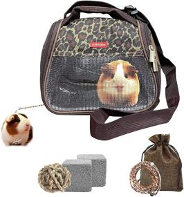 img 4 attached to 🐾 Small Animals Carrier Bag Travel Portable Strap Outgoing Bag Accessories for Hamster, Guinea Pig, Hedgehog, Squirrel, Chinchilla, Sugar Glider - Breathable Outdoor Zipper Bags