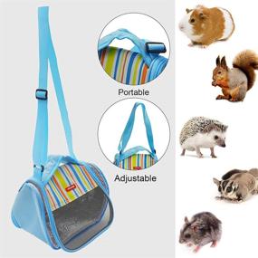 img 3 attached to 🐾 Small Animals Carrier Bag Travel Portable Strap Outgoing Bag Accessories for Hamster, Guinea Pig, Hedgehog, Squirrel, Chinchilla, Sugar Glider - Breathable Outdoor Zipper Bags