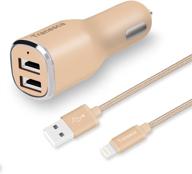 📱 tranesca compatible 4.8 amp dual usb port travel car charger: iphone xs/xr/x/8/7/6/5, gold logo