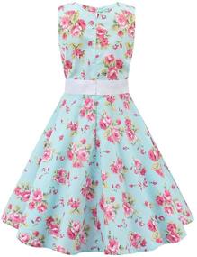 img 3 attached to 🌸 Stylish Vintage Floral Swing Dress - Trendy Sleeveless Polka Dot Design for Girls aged 3-11 Years