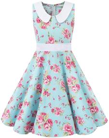 img 4 attached to 🌸 Stylish Vintage Floral Swing Dress - Trendy Sleeveless Polka Dot Design for Girls aged 3-11 Years