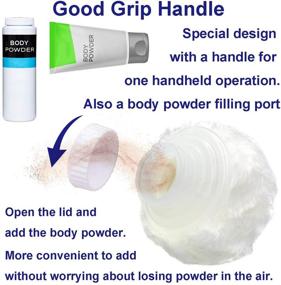img 1 attached to 🌬️ Large Fluffy Body Powder Container with Hand Holder - White