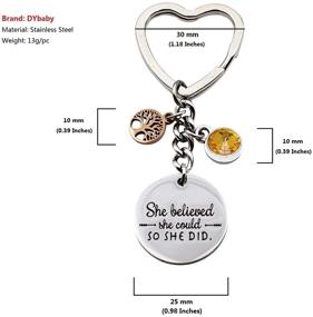 img 1 attached to 🔑 DYbaby Women's and Girls' 12 Birthstone Inspirational Keychain - Believing in Herself, She Achieved It - Ideal Gift