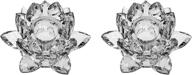 🕯️ amlong crystal 3 inch clear lotus candlesticks holder: elegant set of 2 to elevate your décor logo