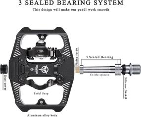 img 1 attached to 🚵 Hybrid Dual Function Mountain Bike Pedals - Flat and SPD Combo Pedals - 3 Sealed Bearing Platform Pedals with SPD Compatibility, Ideal for BMX Spin Exercise, Peloton, and Trekking Bikes