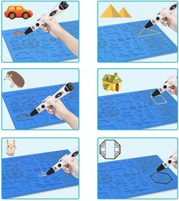 img 3 attached to 🎨 Large Size 16.4 x 10.9 inch Blue Silicone Design Mat with Patterns for 3D Printing Pen, Dikale Drawing Tools