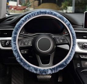 img 2 attached to 🧣 ZHOL Plush Winter Warm Steering Wheel Cover - Universal 15 Inch Stretch, Breathable & Cozy Car Steering Wheel Covers in Gray