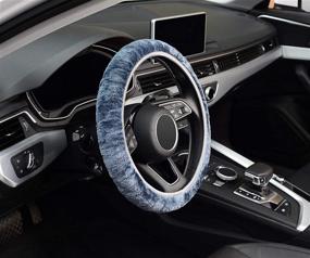 img 3 attached to 🧣 ZHOL Plush Winter Warm Steering Wheel Cover - Universal 15 Inch Stretch, Breathable & Cozy Car Steering Wheel Covers in Gray