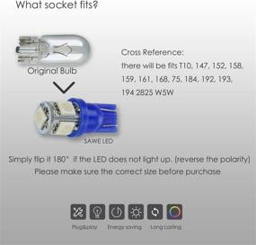 img 2 attached to 💡 SAWE T10 Wedge 5-SMD 5050 LED Light Bulbs (4 Pieces) Blue W5W 2825 158 192 168 194 - Reliable and Vibrant Lighting Solution