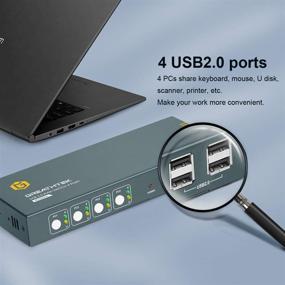 img 2 attached to 🔗 GREATHTEK 4 Port HDMI KVM Switch 4K@60Hz with USB 2.0, HDMI 2.0, HDCP2.2, YUV 4:4:4 - Includes All Essential Cables - Supports Wireless Keyboard and Mouse