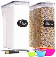 213oz extra large tall food storage containers - ideal for rice, flour, sugar & cereal - airtight kitchen & pantry organization bulk storage - bpa-free - 2 pc set - canisters, pen & labels - chef's path logo