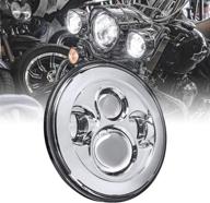 🏍️ 7-дюймовый cree led фар для harley с хромовым покрытием, выход 4500 люмен, преобразователи h4 (plug and play), встроенная шина can - подходит для harley davidson road king, glide, street glide, electra glide логотип