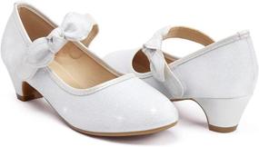 img 4 attached to ADAMUMU Girls Dress Shoes: Sparkling Princess Heels for Toddler to Big Girls – Perfect for Weddings, Parties, with Bowknot Flower Velcro!