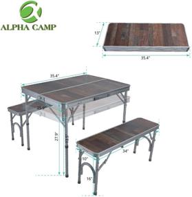 img 3 attached to 🏕️ ALPHA CAMP 3-Piece Folding Camping Table with Bench Set: Adjustable Aluminum Table, Portable Picnic Table with Double Handle - Perfect for Camp Beach Party, 2 Chairs Included! Lightweight - Only 20.1lbs