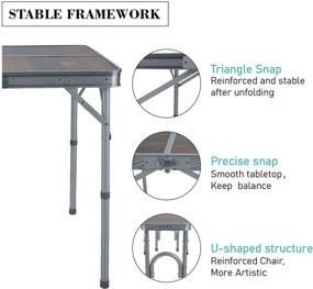 img 2 attached to 🏕️ ALPHA CAMP 3-Piece Folding Camping Table with Bench Set: Adjustable Aluminum Table, Portable Picnic Table with Double Handle - Perfect for Camp Beach Party, 2 Chairs Included! Lightweight - Only 20.1lbs