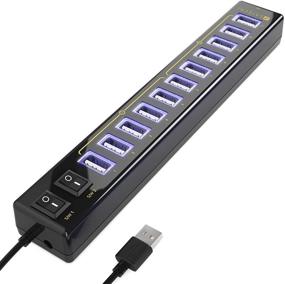 img 4 attached to Satechi 12-Port USB Hub with Power Adapter &amp; 2 Control Switches for MacBook Pro, iMac, Surface Pro, Dell XPS, PC and More (2015 MacBook Pro, 2014 MacBook Compatible)