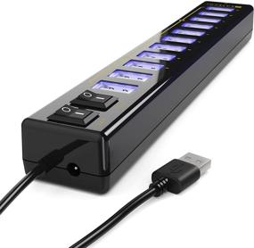 img 3 attached to Satechi 12-Port USB Hub with Power Adapter &amp; 2 Control Switches for MacBook Pro, iMac, Surface Pro, Dell XPS, PC and More (2015 MacBook Pro, 2014 MacBook Compatible)