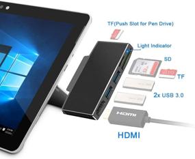 img 3 attached to 🔌 Surkit Surface Go Hub Adapter with HDMI and SD TF Card Reader, Pen Drive Slot, Slim & Lightweight Design for Portability