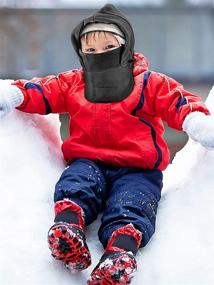 img 1 attached to 🧣 Stay Warm and Cozy with our 4-Piece Kids Balaclava Hat Polar Fleece Winter Ski Mask
