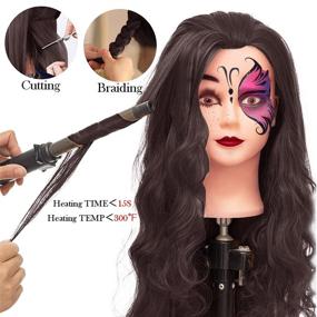 img 2 attached to LuAiJa Mannequin Head 26-28 Inch Long Synthetic Fiber Hair Styling Training Head for Cosmetology Doll Hair with Free Clamp Holder - Black Synthetic Fiber Hair