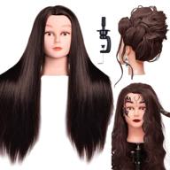 luaija mannequin head 26-28 inch long synthetic fiber hair styling training head for cosmetology doll hair with free clamp holder - black synthetic fiber hair логотип