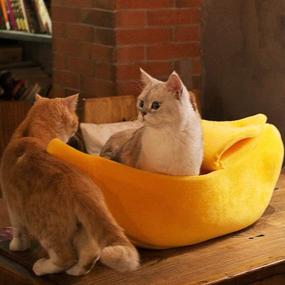 img 1 attached to 🍌 Petgrow Cute Banana Cat Bed House - Soft Cat Cuddle Bed for Christmas - Ideal Pet Supplies for Cats and Kittens - Yellow