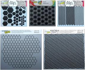 img 4 attached to 🎨 Crafters Workshop Mixed Media Stencil Set - Hexagon, Honeycomb, Chicken Wire, Fish Net, Punchinella Templates for Arts, Card Making, Journaling, Scrapbooking