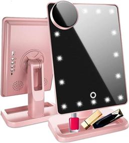 img 4 attached to 💄 WOWOSS Vanity Mirror with Lights: Bluetooth, Lighted Makeup Mirror with Touch Screen, Wireless Audio Speaker, Dimmable Light, Detachable 10X Magnification, Rechargeable Power