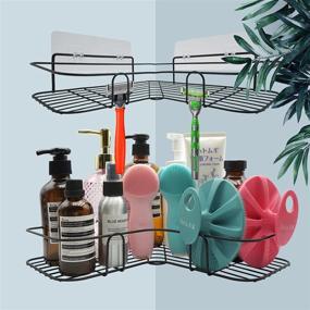 img 4 attached to 🚿 BEAUTAIL Corner Shower Caddy Shelf: Wall-Mounted, Rustproof Stainless Steel Organizer Rack with Adhesive - No Drilling Needed