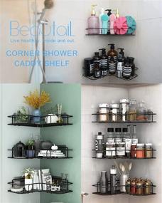 img 3 attached to 🚿 BEAUTAIL Corner Shower Caddy Shelf: Wall-Mounted, Rustproof Stainless Steel Organizer Rack with Adhesive - No Drilling Needed