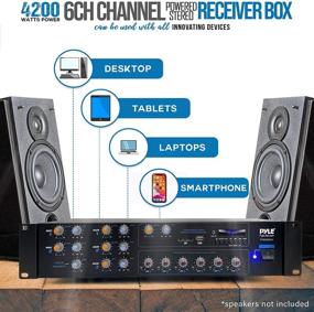 img 2 attached to 🔊 High-Powered Wireless Bluetooth Amplifier System - 4200W 6CH Rack Mount Stereo Receiver Box with RCA, USB, AUX - Ideal for Speaker, PA, and Home Theater - Pyle PT6000CH