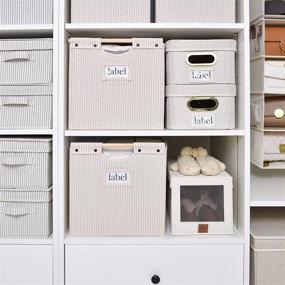 img 2 attached to StorageWorks Closet Baskets: Stylish Shelf Organizer with Collapsible Fabric Bins, Beige Stripes, Jumbo Size, Set of 2