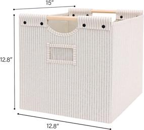 img 3 attached to StorageWorks Closet Baskets: Stylish Shelf Organizer with Collapsible Fabric Bins, Beige Stripes, Jumbo Size, Set of 2