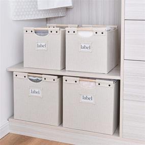 img 1 attached to StorageWorks Closet Baskets: Stylish Shelf Organizer with Collapsible Fabric Bins, Beige Stripes, Jumbo Size, Set of 2