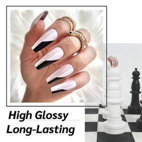 img 2 attached to 💅 MEFA Gel Nail Polish Set - 2Pcs Black and White Matte Glossy Gel Polish Kit for Girls/Women: Soak Off, Nail Art, Manicure, DIY At-Home Holiday Gifts