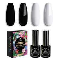 💅 mefa gel nail polish set - 2pcs black and white matte glossy gel polish kit for girls/women: soak off, nail art, manicure, diy at-home holiday gifts logo